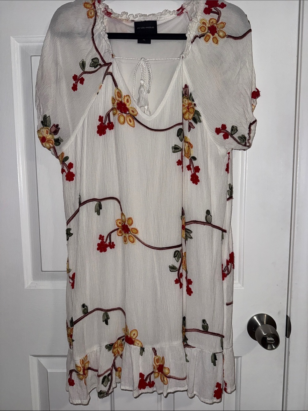 White Floral Embroidered Boho Dress